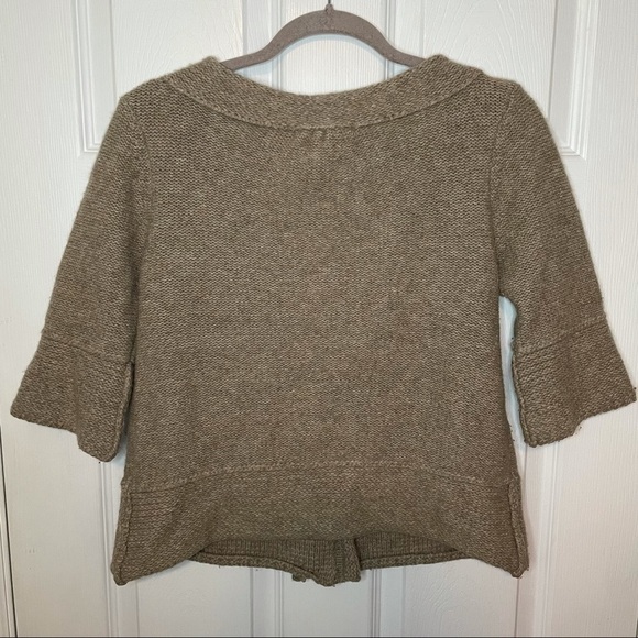 PROPAGANDA Tan Camel Wool Cropped Cardigan Button Sweater Medium - Picture 2 of 5